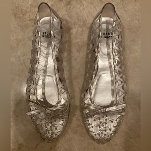 Stuart Weitzman Silver Clear Jelly Shoe